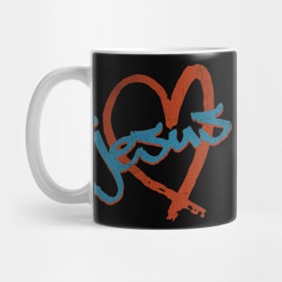 I Love Jesus Vintage 80's & 90's Brown and Blue Mug